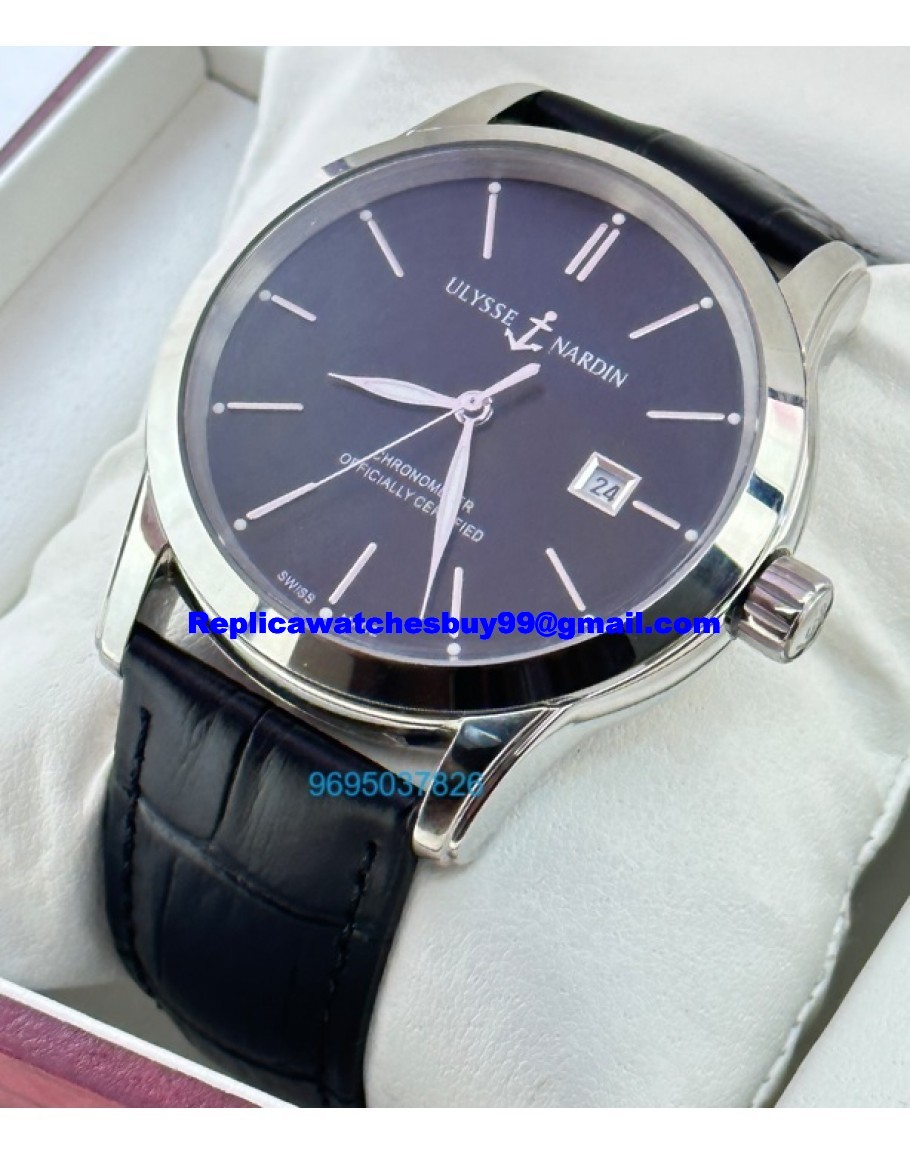 Ulysse Nardin Classico Steel Black Leather Strap Swiss Automatic Watch