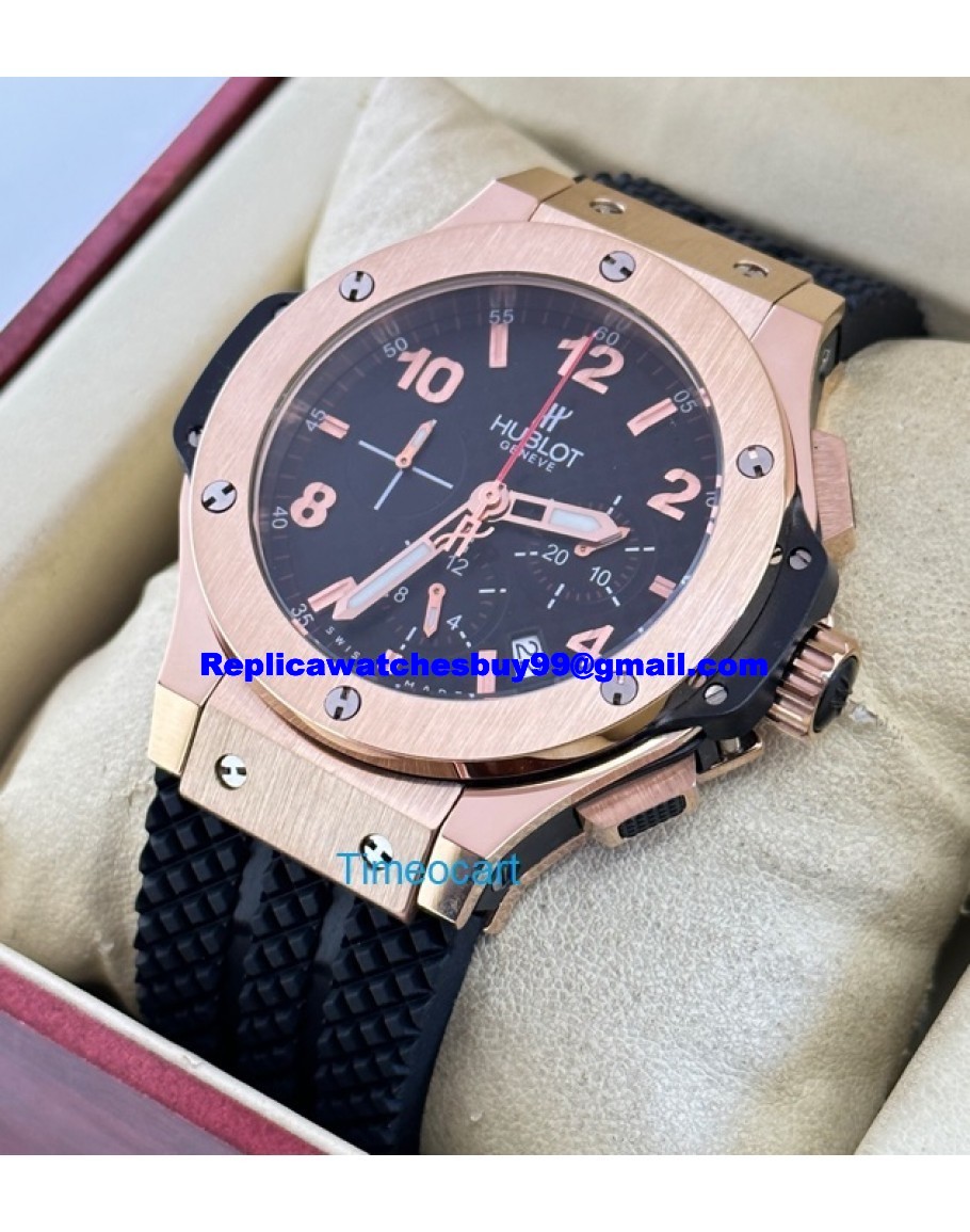 Hublot Big Bang Rose Gold 2 Black Rubber Strap Watch
